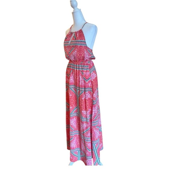 MINKPINK Boho Maxi Dress  Size Extra Small – Halter Neck Red Geometric Print - Picture 2 of 8